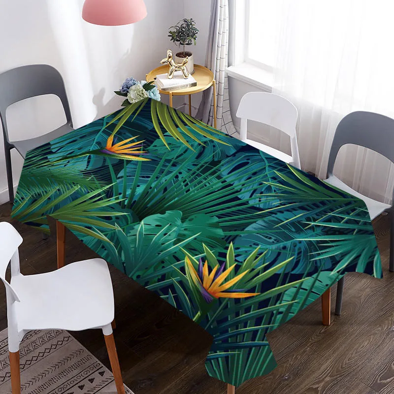 Прямоугольное покрытие стола Custom Green Leave для украшения вечеринок, пикников, свадебных мероприятий, домашнего обеда и чаепитий.