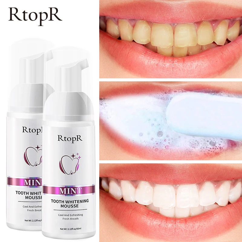 

60ml RtopR Teeth Whitening Mousse Removes Stains Teeth Whitening Oral Hygiene Mousse Toothpaste Cleansing Whitening Staining