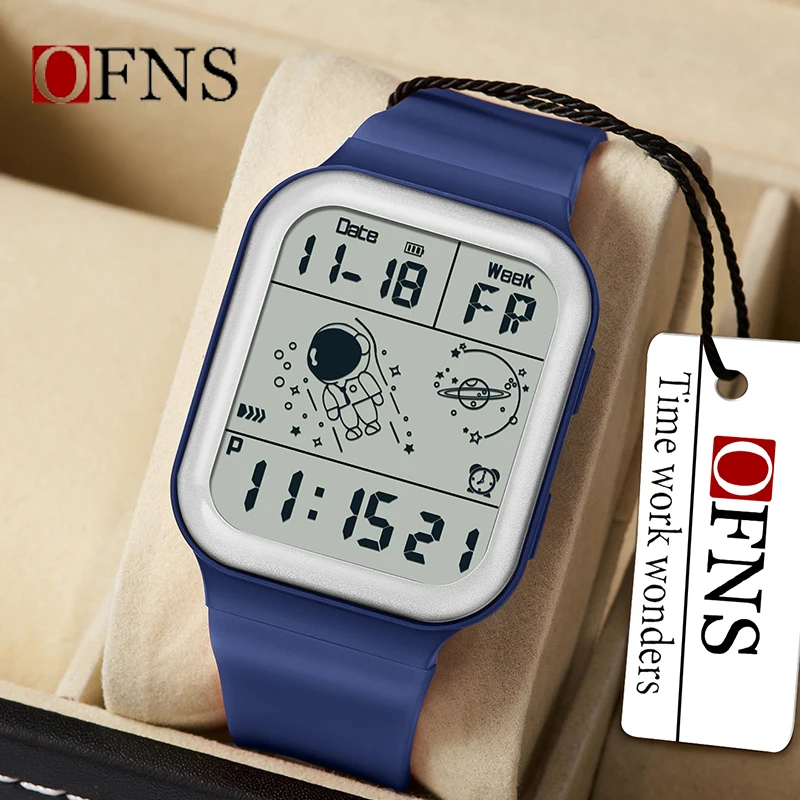 Ofns Цифровые Спортивные Часы Унисекс Водонепроницаемые 5 Бар Со Светящимся