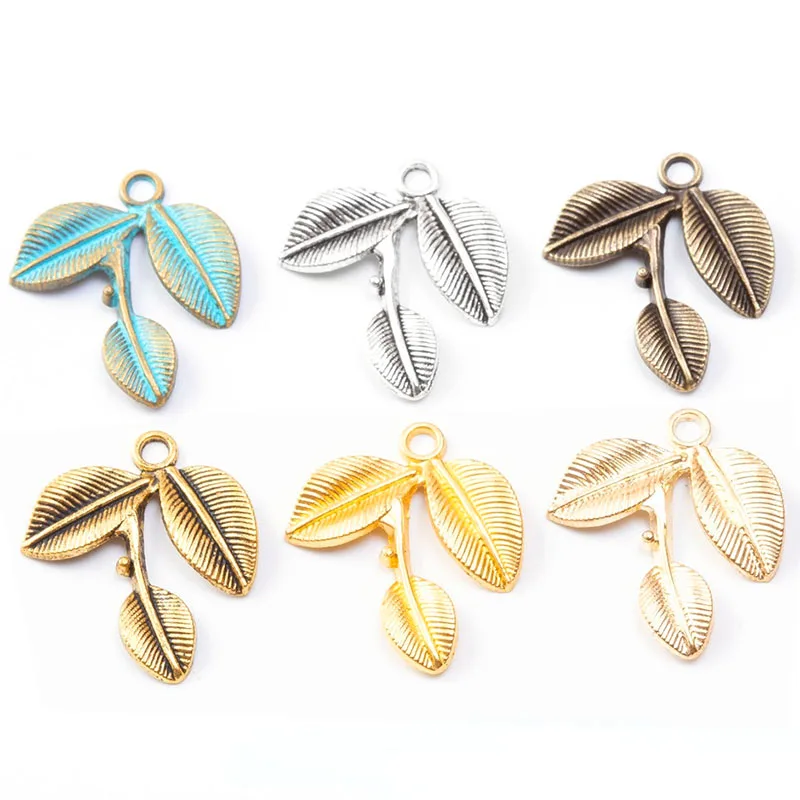 

WZNB 20Pcs 27x23mm Antique Silver Color Tree leaf Charms for Jewelry Making Earring Pendant Necklace Accessories Diy Material