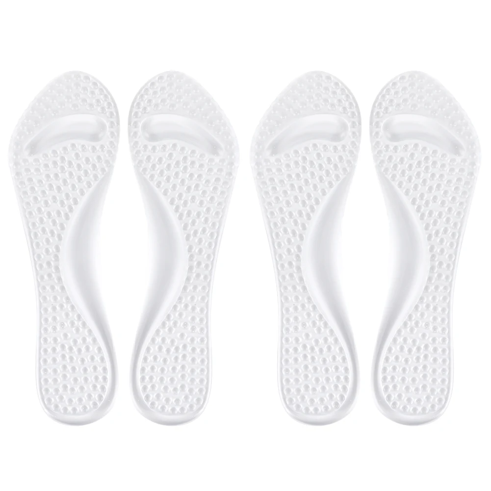 

2 Pairs Shoe Pad Transparent Silicone 3/4 Shakeproof Massaging Foot Pad for Fatigue Relief