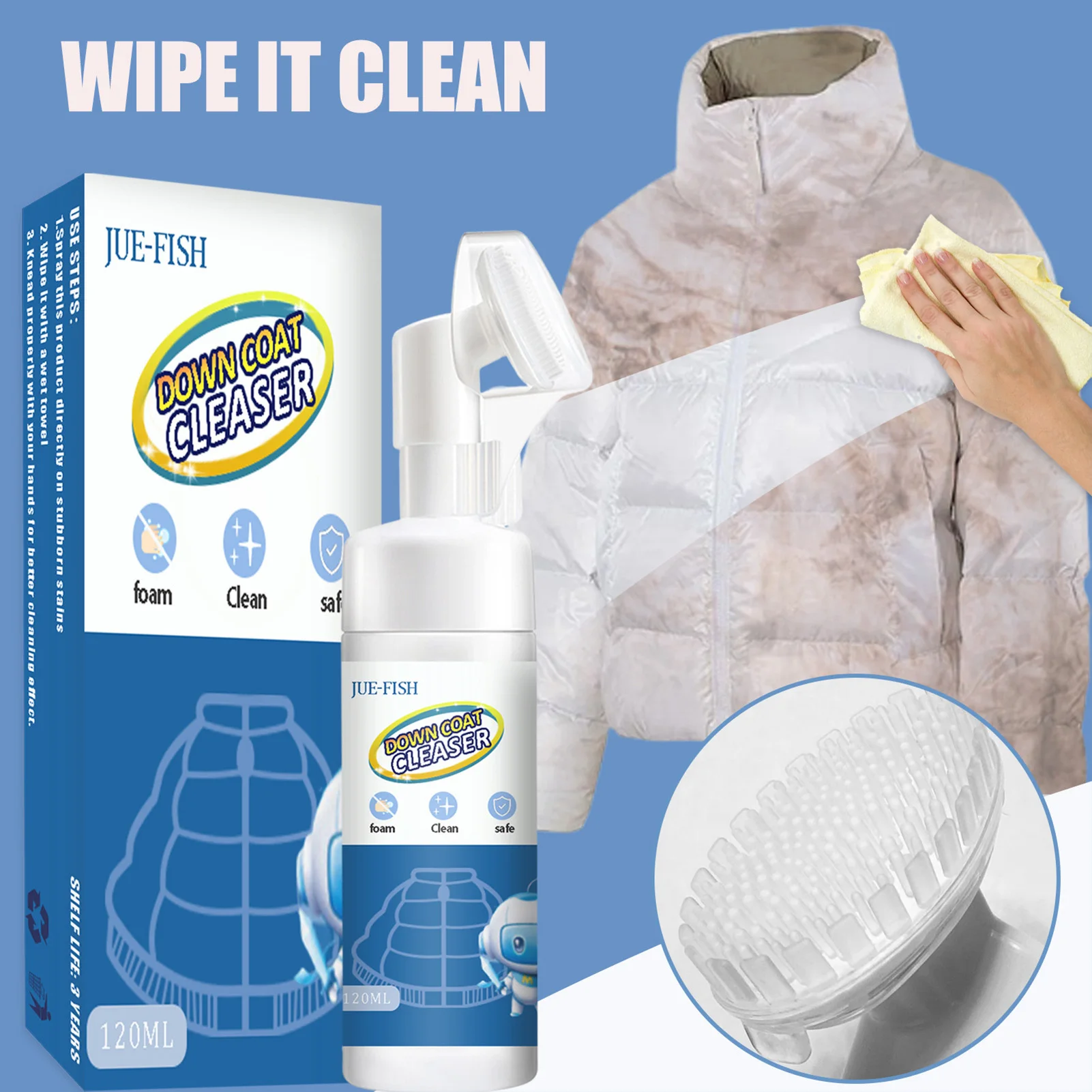 

Downwear Detergent With Brush Head 100% Recycled Down Dry Cleaner For Down Jacket Laundry Down-Filled Coat Garments