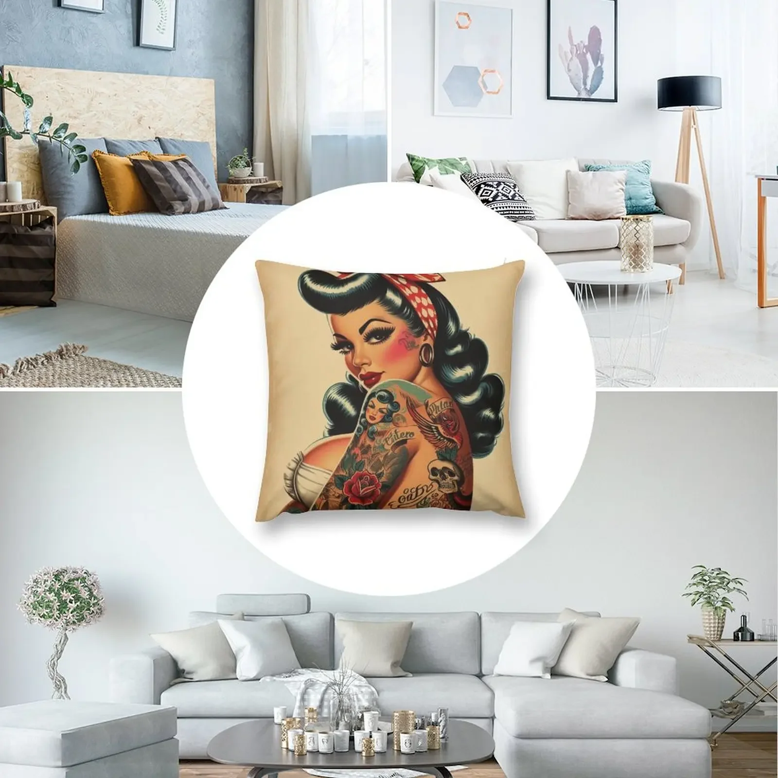 Старая школа татуировка пин-ап декоративная подушка наволочки наволочка