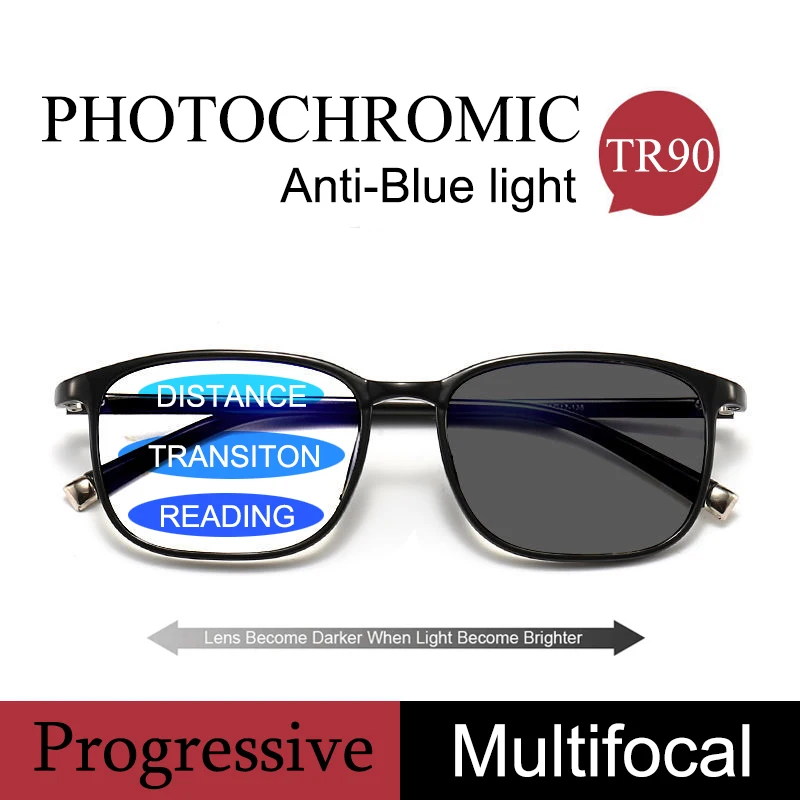 TR90 фотохромные очки для чтения мужские прогрессивные многофокальные деловые
