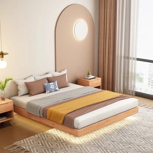

The product can be customized.Nordic Small-sized Tatami Bedless Simple Double 1.8m Platform Bed Bedroom Oak