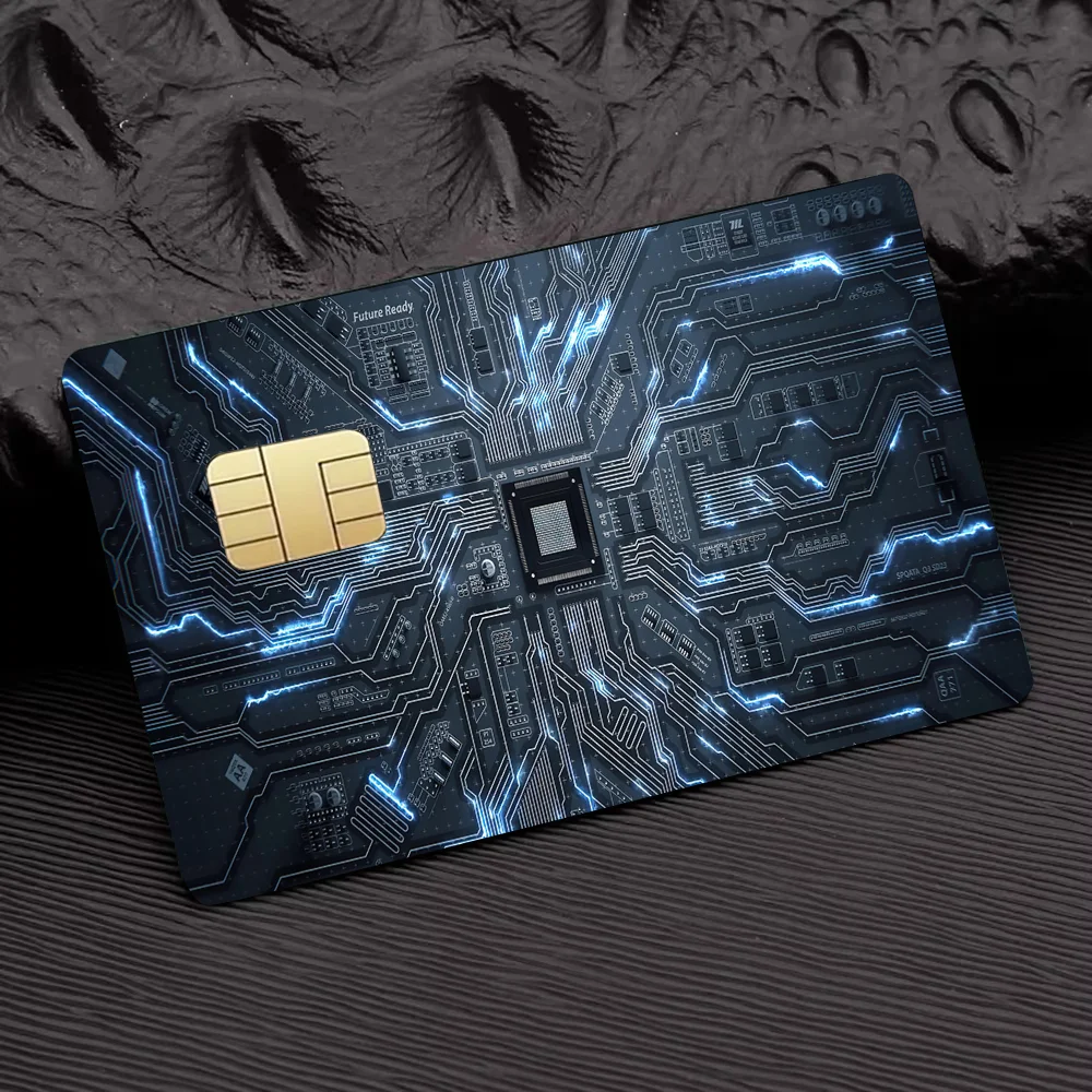 

1 шт., черные наклейки с рисунком печатной платы, голографическая наклейка, пленка, кожаный чехол для кредитной дебетовой карты