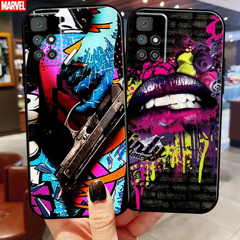 

Street Graffiti Oil Painting For Xiaomi Redmi 10 6.5 Inch Phone Case Funda Black Back Carcasa Silicone Cover Coque Soft