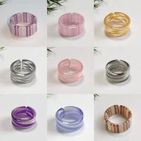 color pattern acrylic open ring female fashion creative resin transparent pattern ring jewelry hot