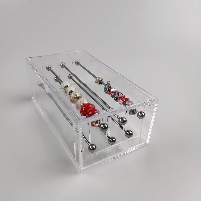 Large Capacity Pandora Bead Bracelet Charm Display Tray Case Acrylic Organizer Storage Box Pendant Trollbeads Holder Stand 6 Rod