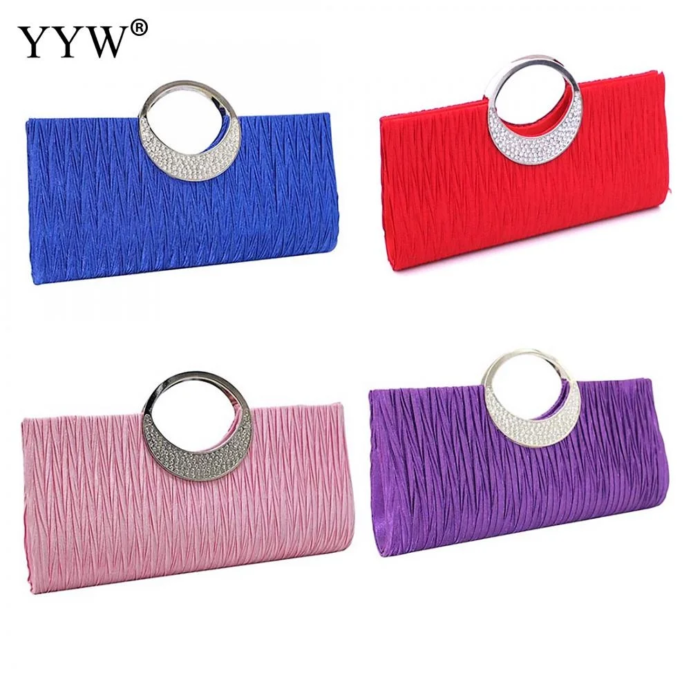 

Elegant Women Evening Party Bag Over Chain Shoulder Bags Luxury Clutch Purse Handbags With Rhinestone Pleated Tote Sac A Main