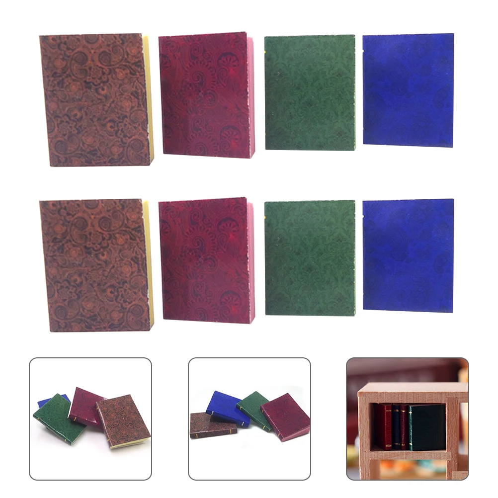 

8pcs Mini Book Models Decorative Retro Book Ornaments Miniature Scene Accessory