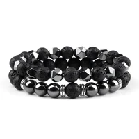 hematite bracelets set for men natural chakra lava stone bracelets handmade tiger eye stone bead strand bracelets women jewelry