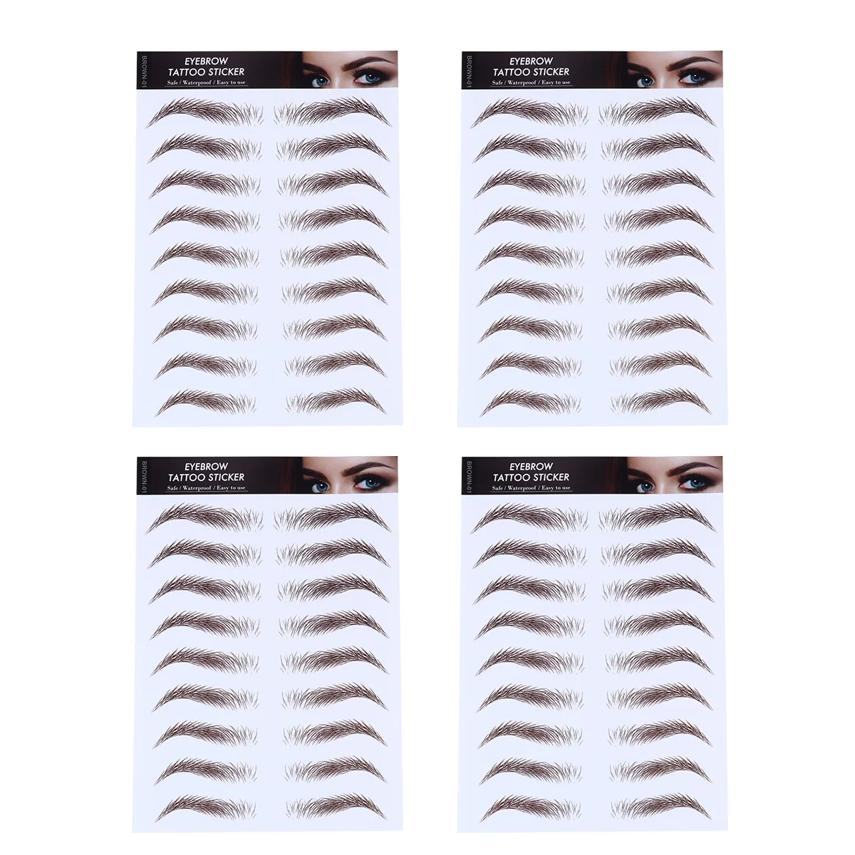 

4 Pcs Eyebrow Stickers 6D Hair-Like Eyebrows Artificial Water Transfer Waterproof Makeup Transport Stencils Tool