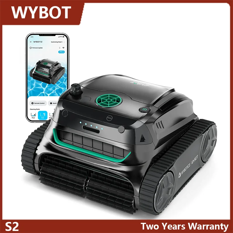Фото Робот-пылесос для бассейнов Wybot S2, беспроводной, с двойной фильтрацией, батареей 7800 мАч, мощным всасыванием, управлением через приложение, для больших бассейнов №1