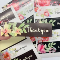 50pcs creative flower sticker rectangle shape with thank you sticker self adhesive handmade diy gifts baking decor package label