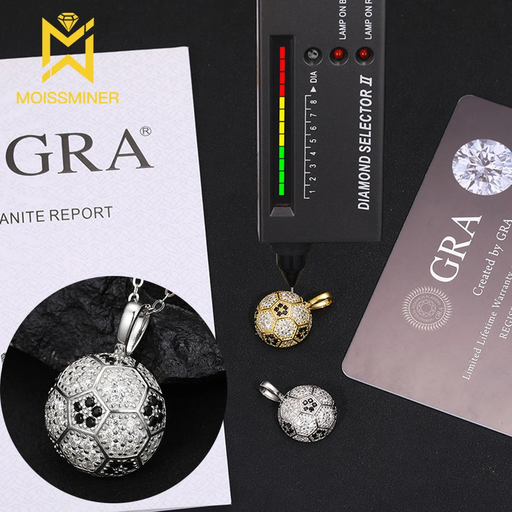 Football Moissanite Necklaces for Women S925 Silver Pendant Men Hip Hop Jewelry Pass Diamonds Tester With GRA Free Shipping