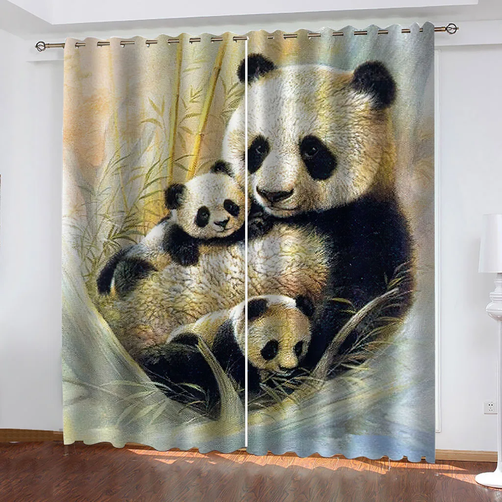 Индивидуальные шторы для гостиной 2 шт. животное панда цифровая печать домашние