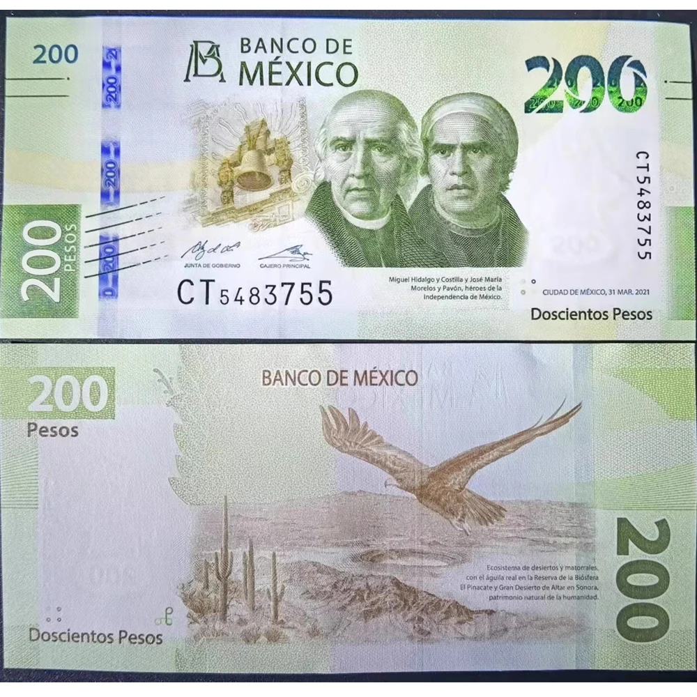 

New 2021 Mexico 200 Peso Original Commemorative Notes UNC