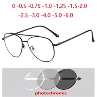 sun photochromic cat eye nearsighted glasses women men outdoor shade anti uv metal prescription eyeglasses 0 0 5 0 75 to 6 0