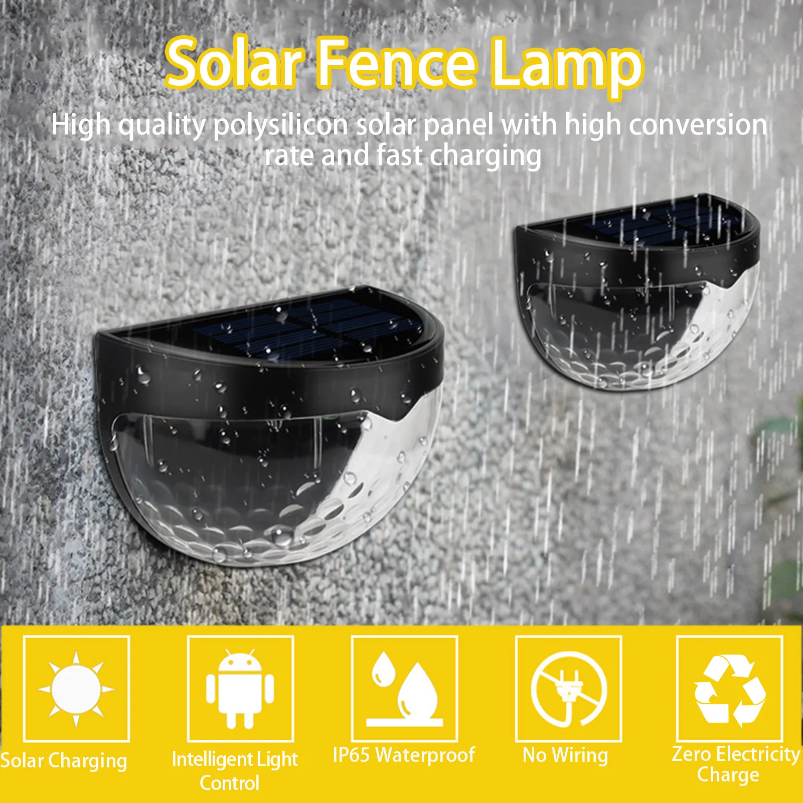 

2Pcs Solar Wall Lights 6LED Light Sensing Stair Lights IP65 Waterproof Solar Fence Lamp For Garden Yard Stairway Gate Garage