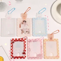 cute cartoon acrylic card holder bank identity bus id card holder case with key chain credit cover case fashion kids gift