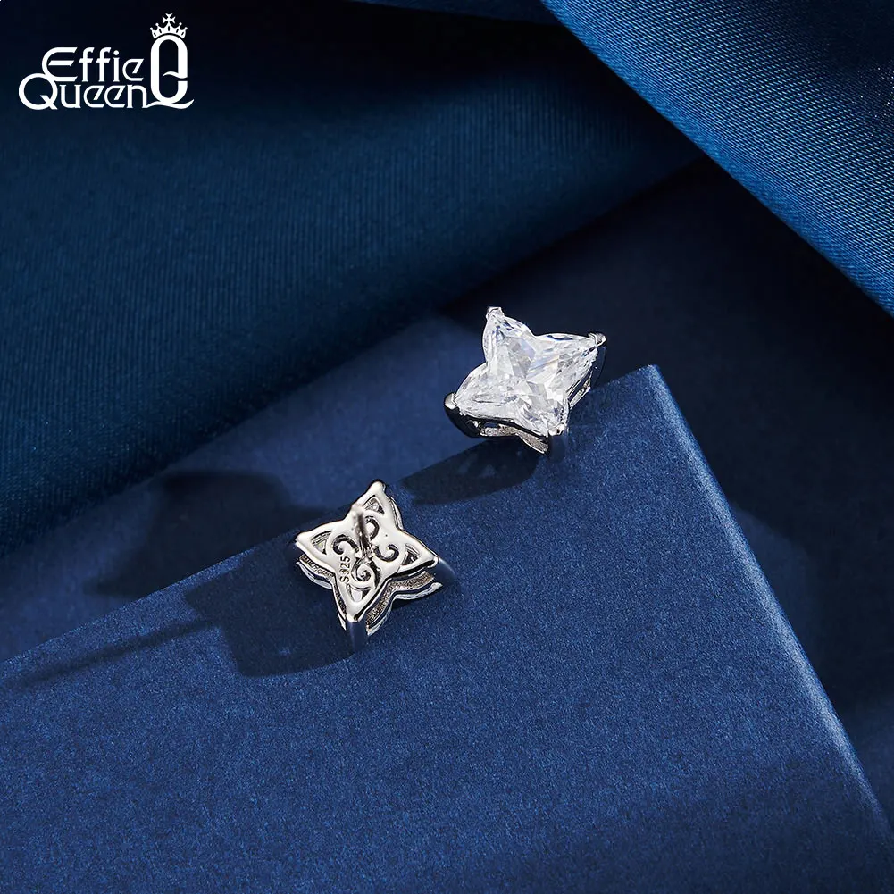 Серьги-гвоздики Effie Queen из стерлингового серебра 925 пробы и ожерелье с подвеской