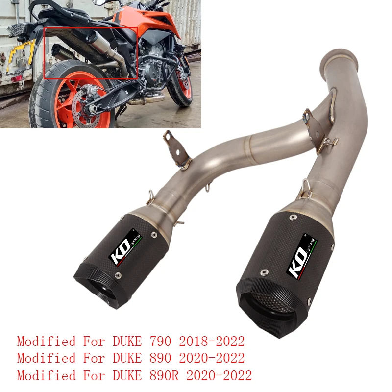 

Motorcycle Delete Original Link Pipe Replace Muffler Lossless Install Connect Exhaust Tube System Set Modified For DUKE 890 890R