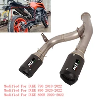 motorcycle delete original link pipe replace muffler lossless install connect exhaust tube system set modified for duke 890 890r