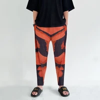 mi tempio pleated mens casual pants summer 2022 new elastic waist sports punk disco fashion printed leggings hommes pants