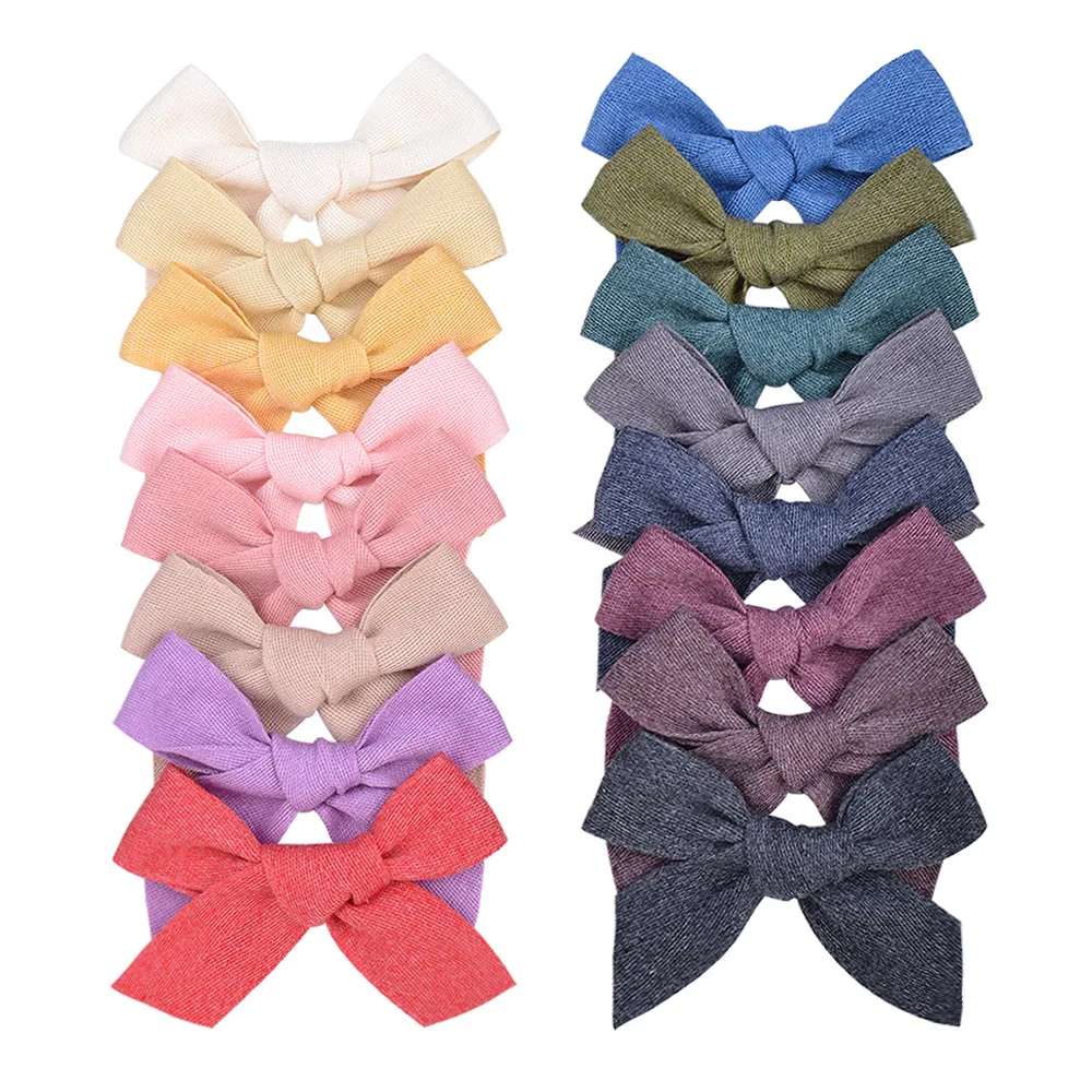 

1Pc 3.5Inches Cute Solid Color Bows Hair Clip for Kids Girls Canvas Hairpins Handmade Boutique Headwear Hair Accessories