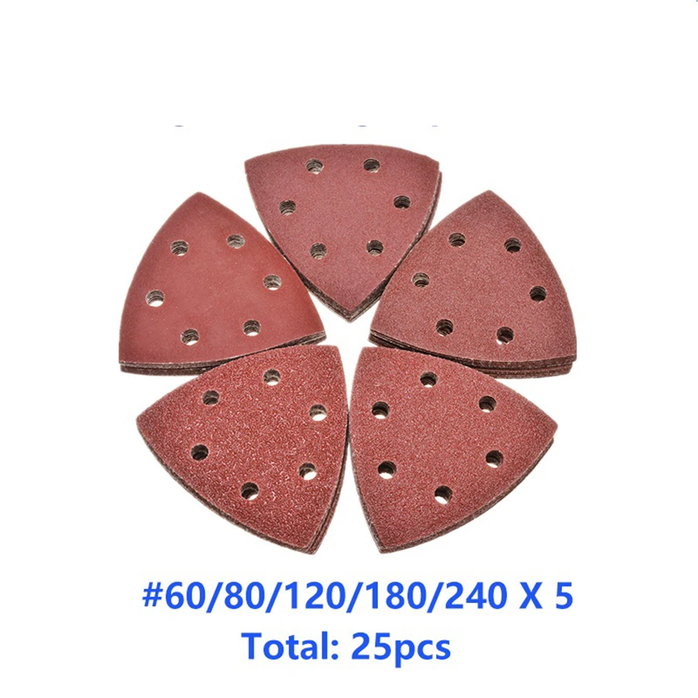 

25 Pcs Sanding Sheets Triangle Sandpaper Mixed Grits 60-240 For Oscillating Tools Polishing Pad Sanding Tools