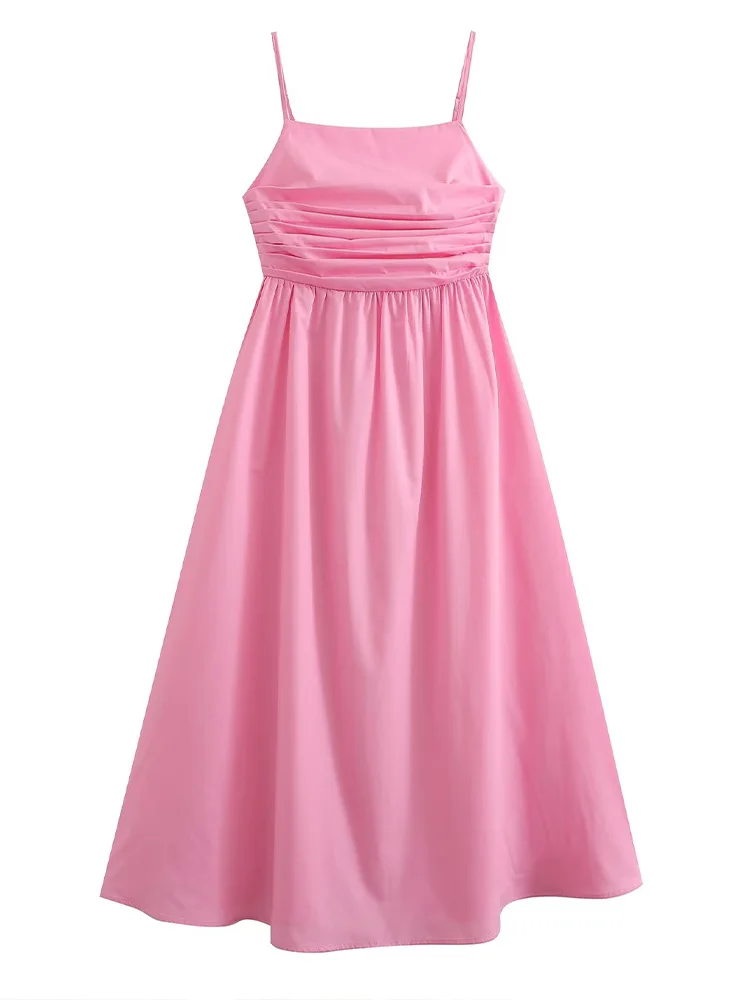 

Новинка Осень-зима от PB & ZA2022 женское модное повседневное шикарное однотонное платье на бретелях-бабочке с многоярусным воротником