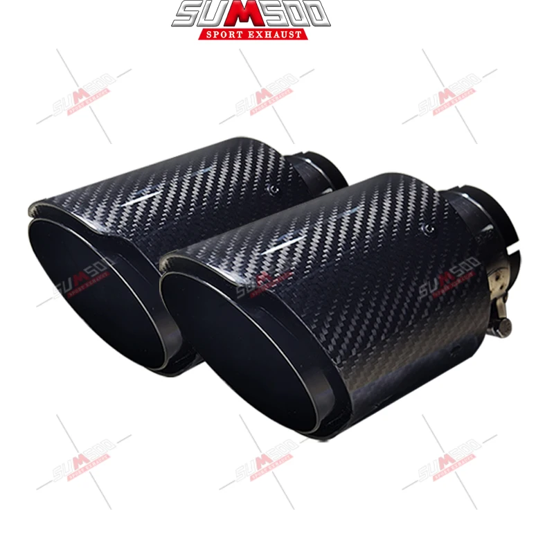 

Car Glossy Carbon Fibre Exhaust tip Muffler Pipe Tip Straight Universal Black Stainless Mufflers Decorations For Akrapovic