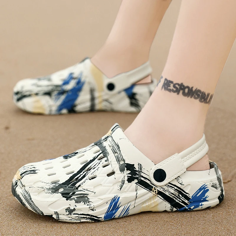 

Men Women Summer Beach Slippers Luxury Brand Fashion Outdoor Couple Print Indoor Eva Soft Male Thick Sole Anti-slip Shoes 36-45
