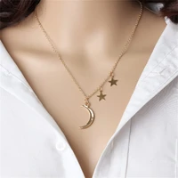 personalized metal moon star combination necklace creative retro simple alloy metal clavicle chain fashion jewelry
