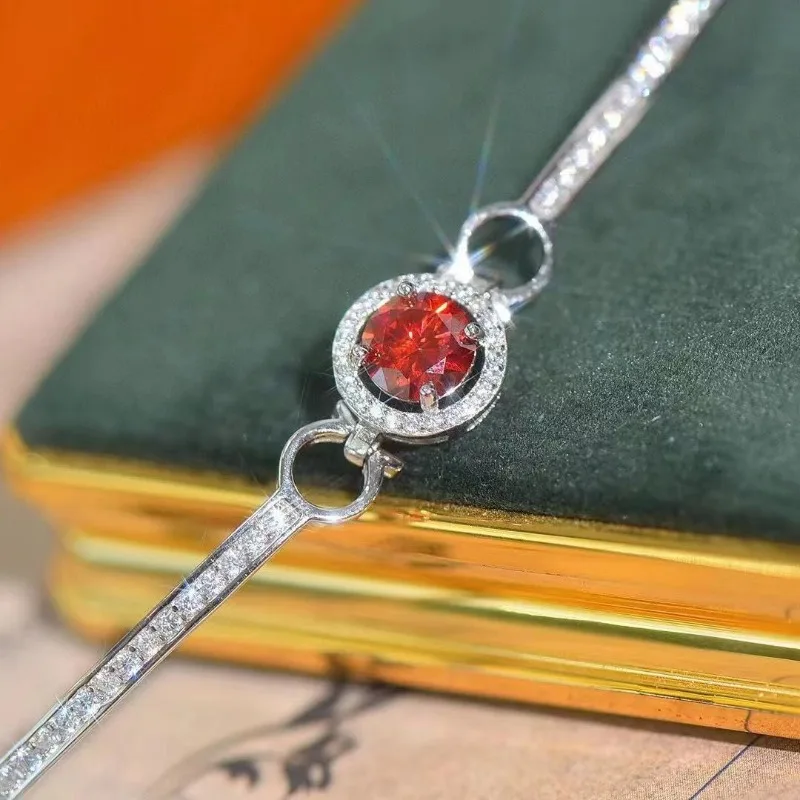 SACE GEMS GRA сертифицированный D VVS1 красный муассанит браслет для женщин модные вечерние украшения из стерлингового серебра 925 пробы с покрытием из белого золота (art.: 3920cd6bb5a83) - 3920cd6bb5a83