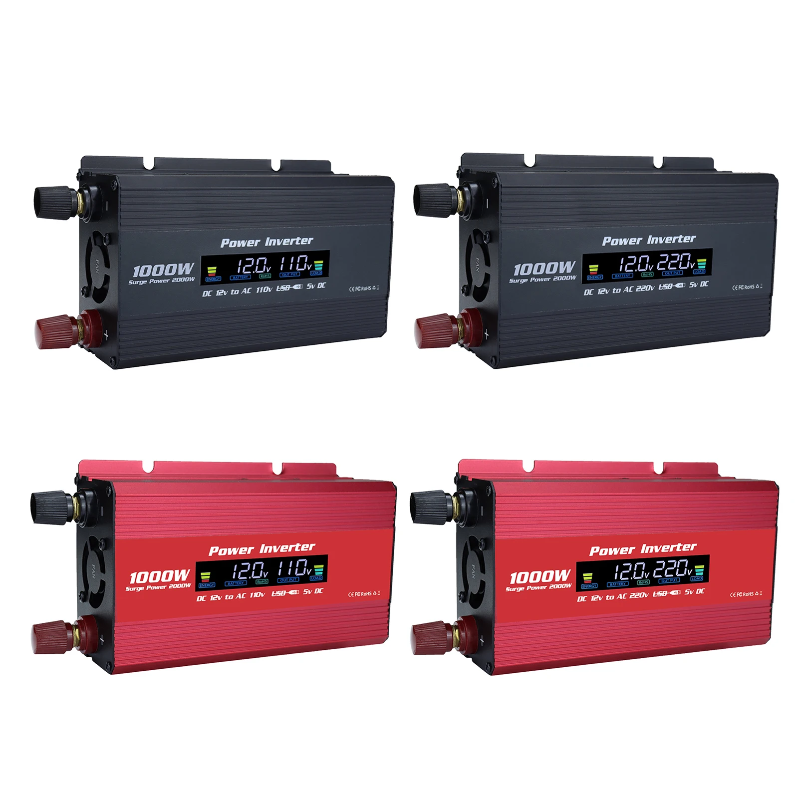 

1000W/2000W Car Power Inverter Vehicle Converter With LED Display DC12V To AC110-220V Car Inverter For Travelling Camping Power