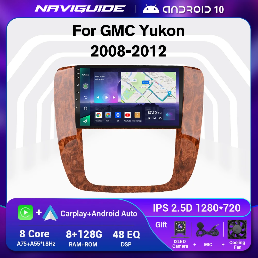 

NAVIGUIDE Car Radio For GMC Yukon 3 2008-2012 Auto Stereo Android 10 Multimedia Player GPS Audio Carplay DSP Camera No 2 din DVD