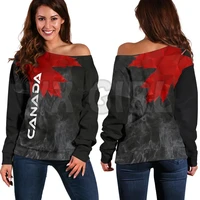 yx girl canada maple leaf womens off shoulder sweater 3d printed novelty women casual long sleeve sweater pullover