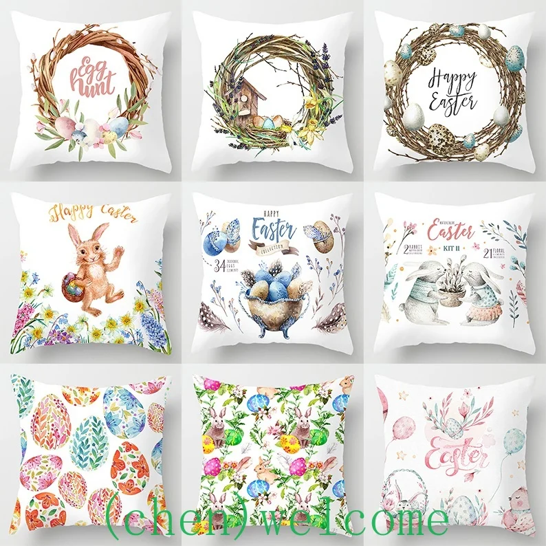 

New Pillowcase (40cm*40cm) Easter and Blessing Series Pillow Gift Home Office Decoration Pillow Bedroom Sofa Car Cushion Cover