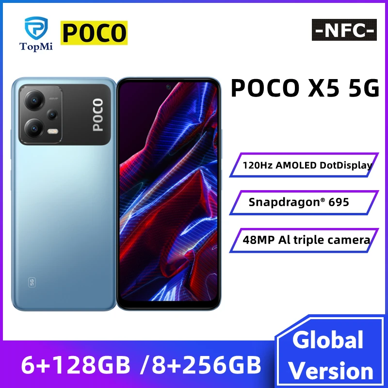 

POCO X5 5G Global Version NFC Smartphone 6GB 128GB / 8GB 256GB 6.67"120Hz AMOLED DotDisplay Snapdragon 695 Octa Core 33W 5000mAh