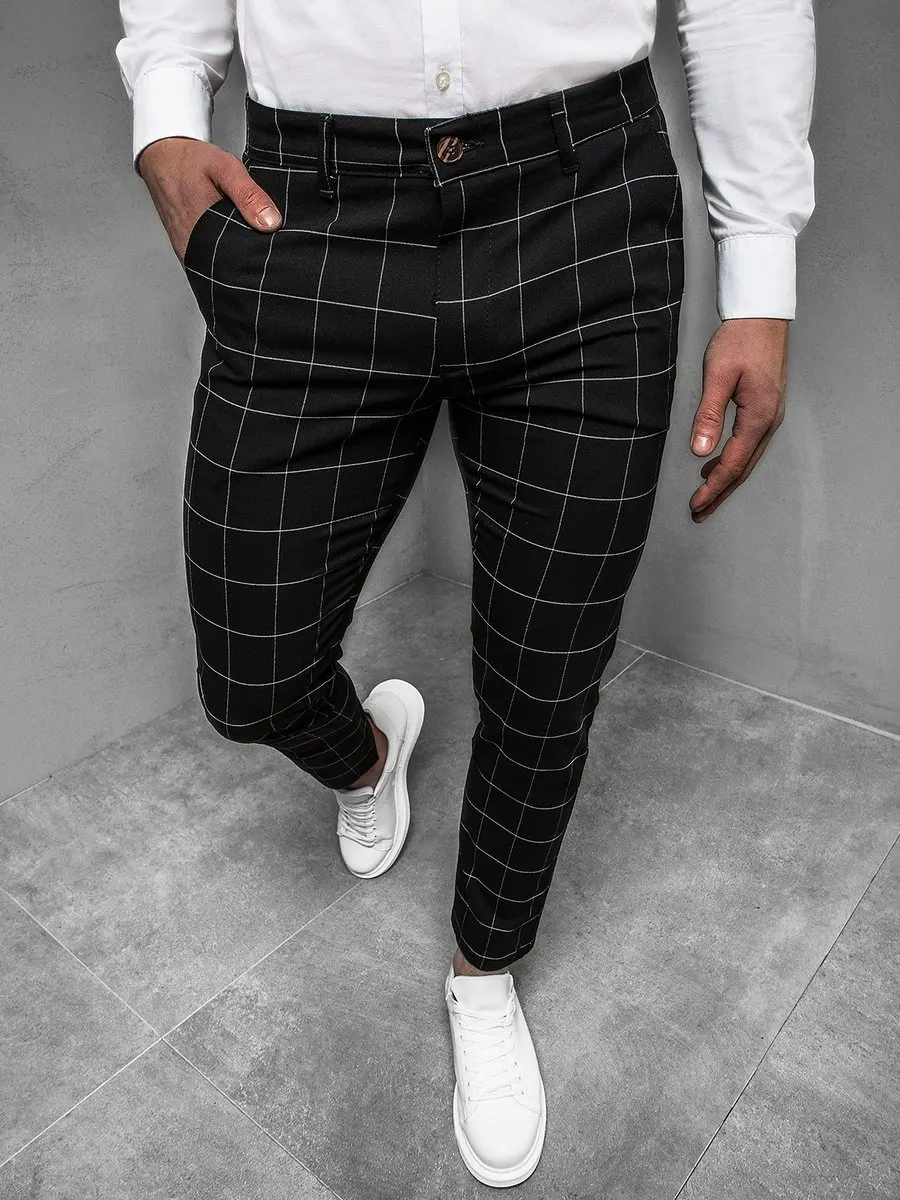 Men Pants Smart Casual Tactical Long Trousers Harem Hip Pop Streetwear Fashion lattice Pants