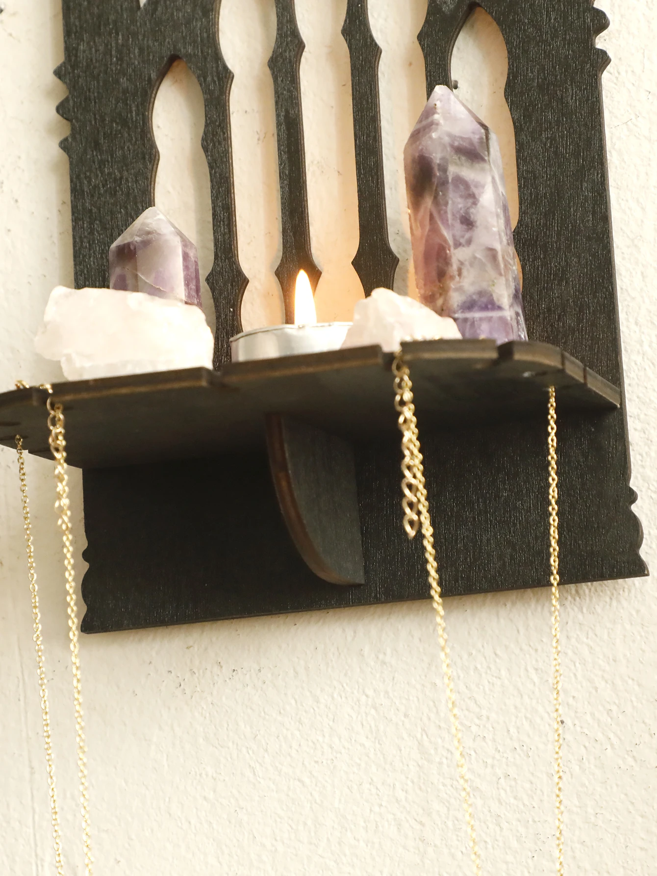 Черная готическая деревянная полка полая винтажная форма забора настенный декор