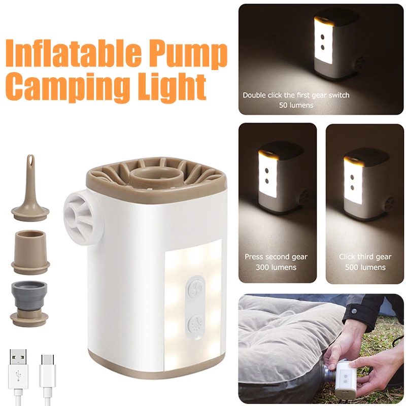 

Electric Inflatable Pump Mini Flashlight USB Charging Portable Camping Light Lartern Air Pumps For Air Cushions Swimming Rings