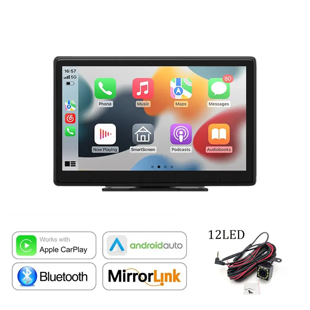 

Автомобильная магнитола XUDA CarPlay Android, мультимедийный видеоплеер, 9 дюймов Портативный сенсорный экран с USB AUX для камеры заднего вида