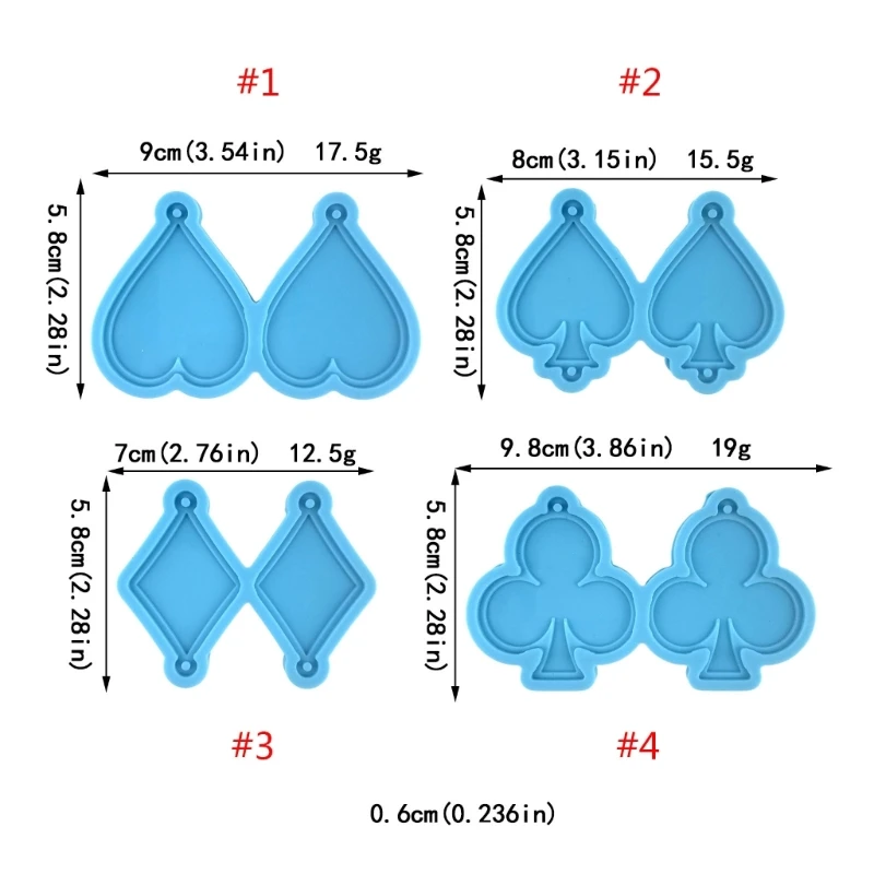 1/4 шт. серьги с игральными картами подвеска из эпоксидной смолы силиконовые формы