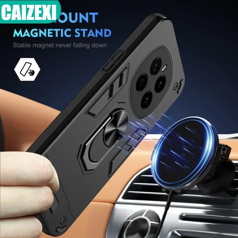 Противоударный бронированный магнитный автомобильный держатель с кольцом чехлы