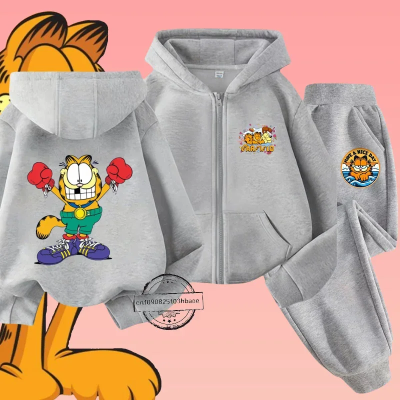 Комплект Детской Одежды С Принтом Гарфилда На Молнии Длинными Рукавами