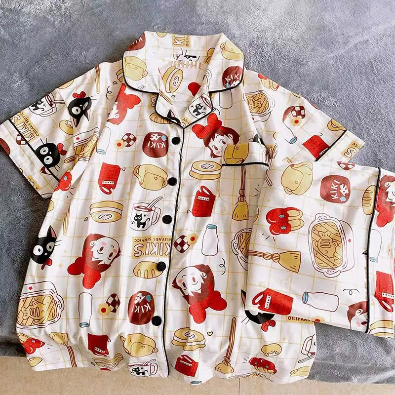 Woman Summer Cute Pijama Roomwear Japanese Style Kawaii Nightgowns Kiki Delivery Pajamas Set for Ladies Girls Party Costume Pjs