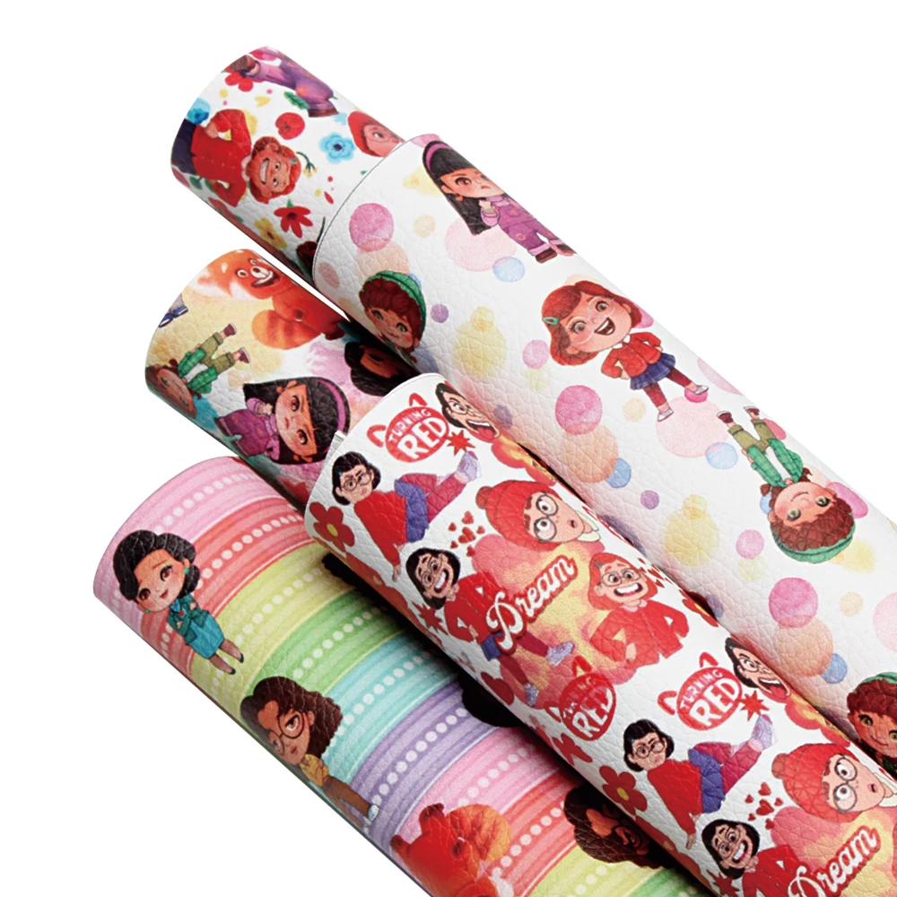 

54*12 Inch Turning Red Disney Cartoon Faux Leather Printed Roll 30*136cm